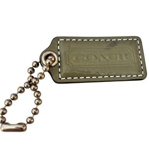 Coach Gray Patent Leather Handbag Hangtag Replacement Silver Ball Chain